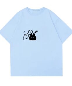 Casual Blue T-Shirt with Rabbit Design
