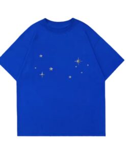 Metallic Star Print Blue T-Shirt
