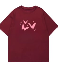 Sweet And Edgy Butterfly Print T-Shirt