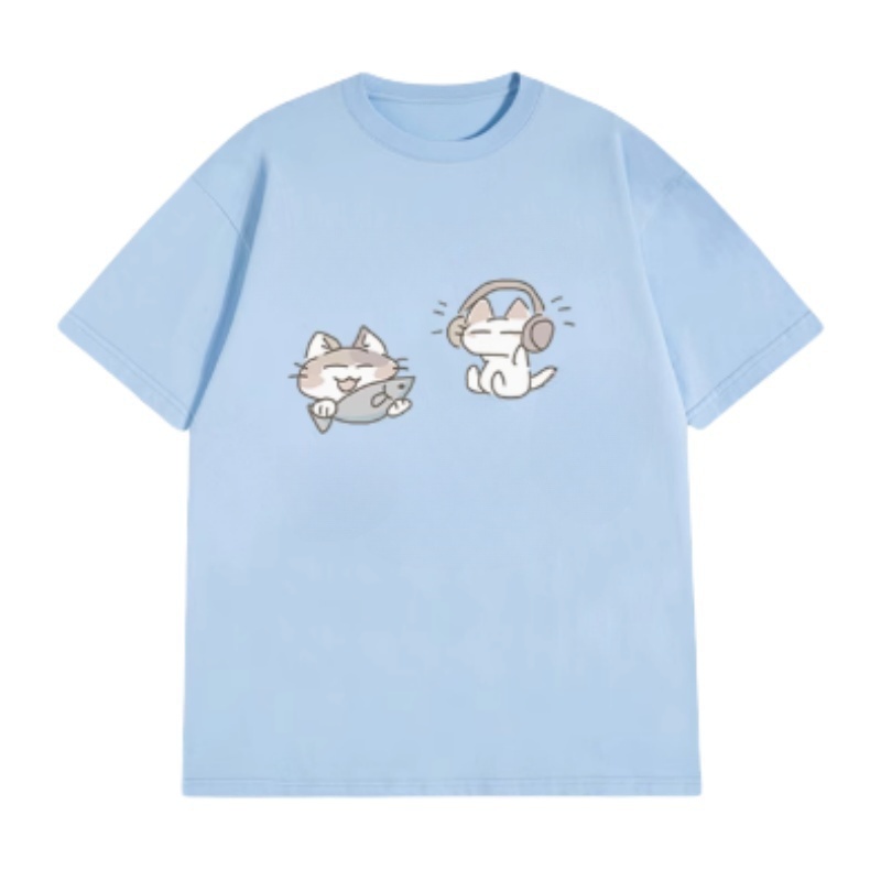 Playful Kitten Print Navy Blue T-Shirt