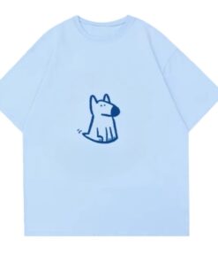 Creative Dog-Themed Blue T-Shirt