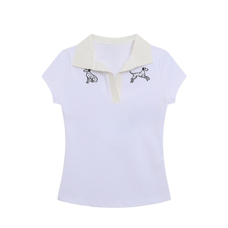 Playful Dog Graphic V-Neck T-Shirt