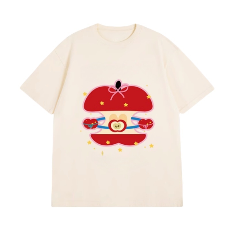 Cute Apple Milk Illustration Apricot T-Shirt